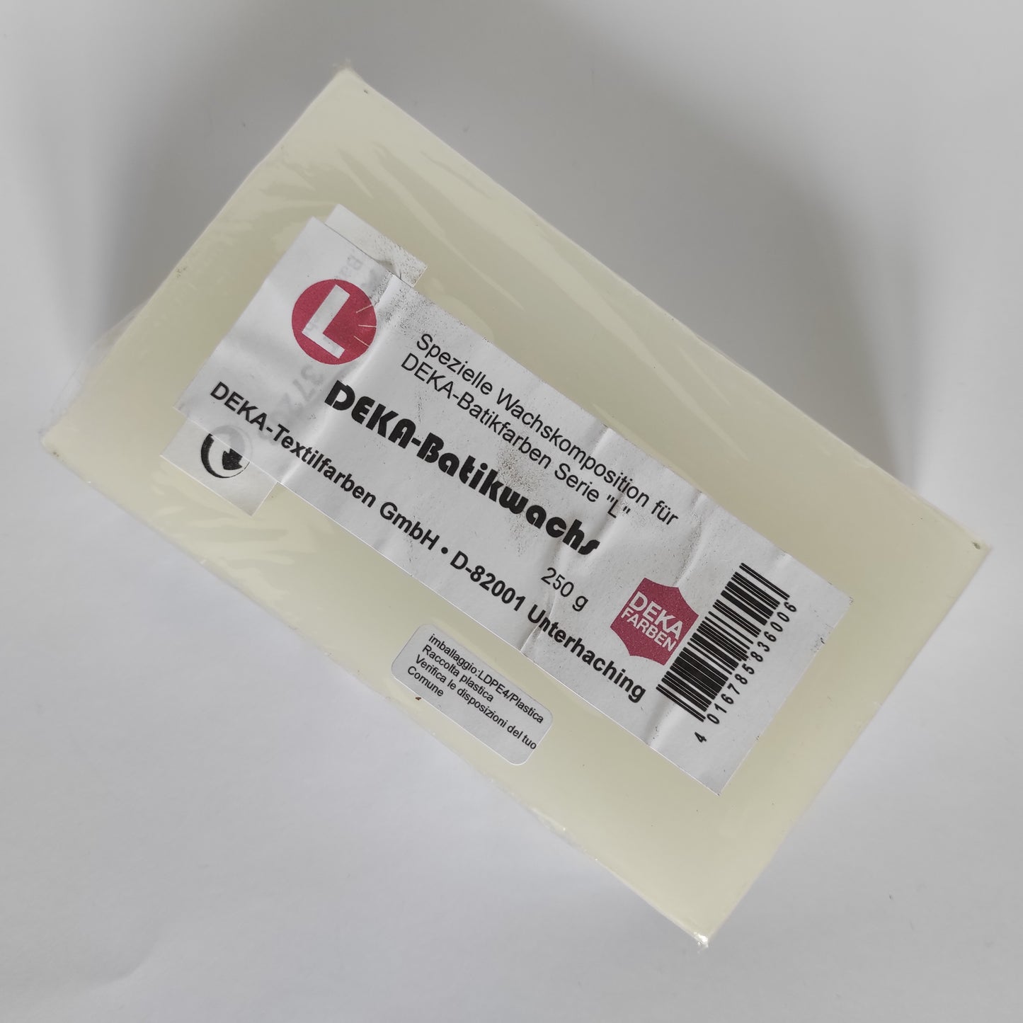 Cera per batik Deka in panetto per tecnica di riserva su tessuti - 250 grammi