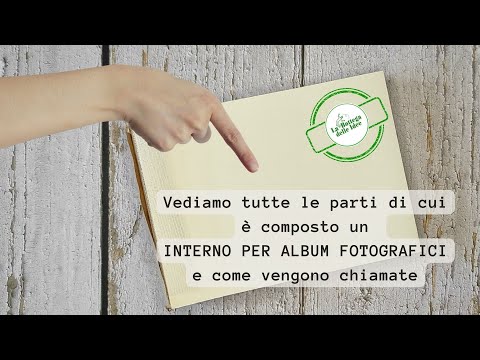 Come è fatto un interno album fotografico: fogli cuciti, dorso tondo e capitello — la copertina non è inclusa