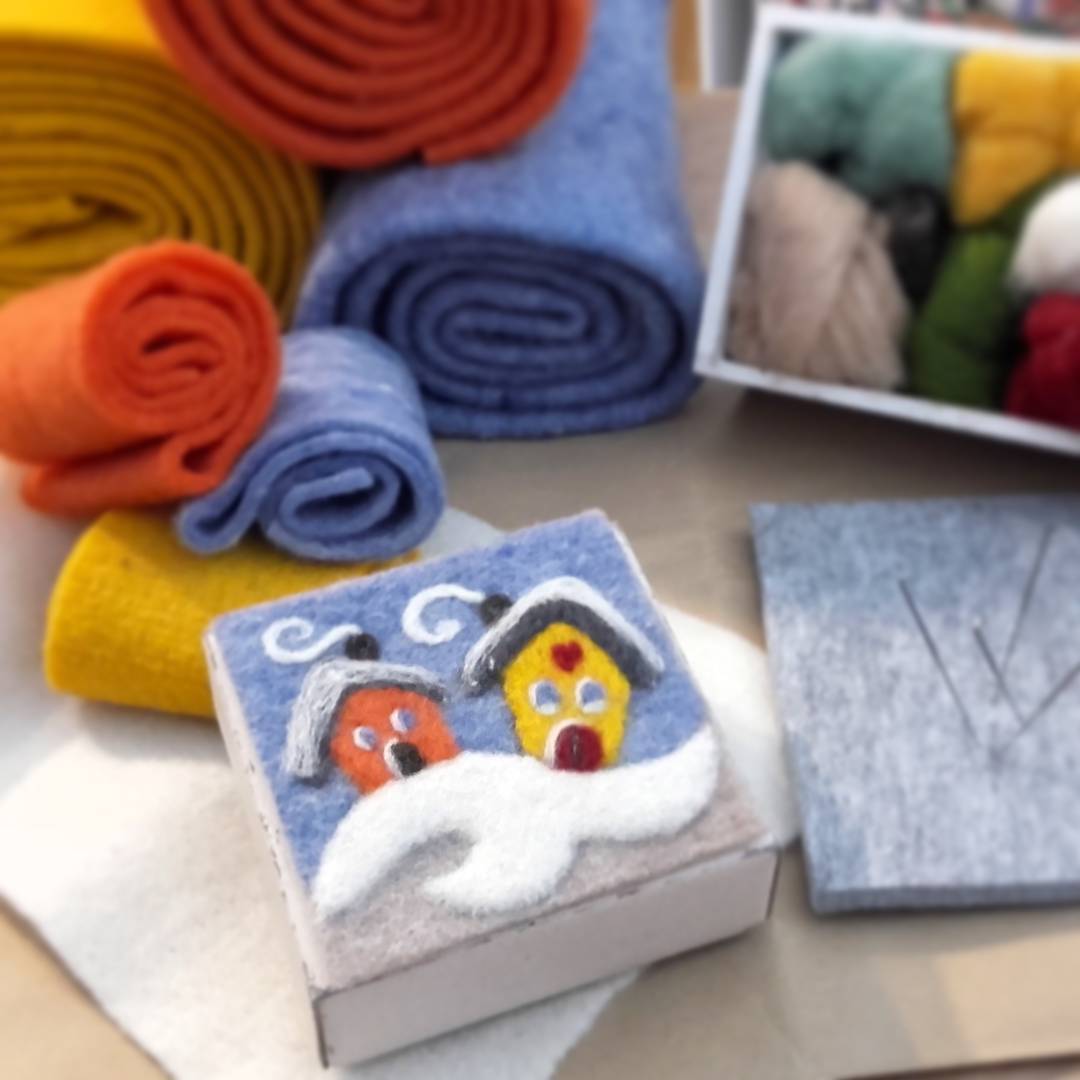Nastro Feltro 100% Lana Tinta Unita - H 15 cm - Azzurro Mélange