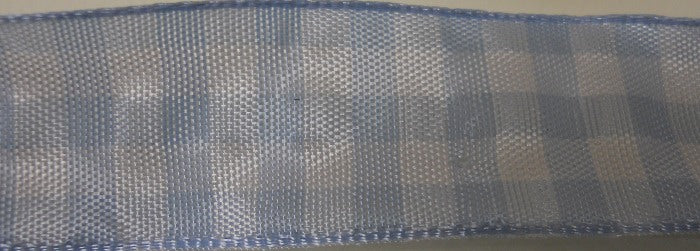 Nastro "Quadri" azzurro chiaro/bianco 25 mm