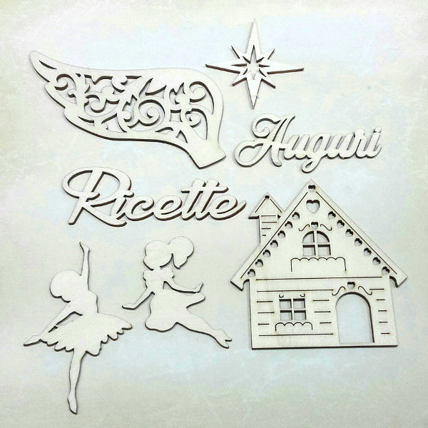 Scritte, forme e sagome in legno grezzo da decorare
