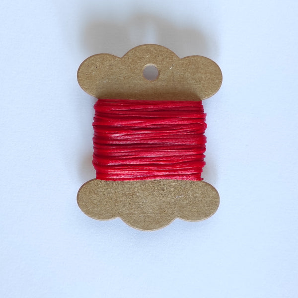 Filo intrecciato piatto e cerato in poliestere 1 mm per cuciture robuste in legatoria, lavorazione del cuoio, etc. - Rosso