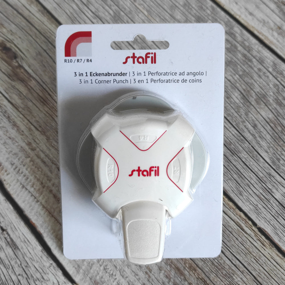 Perforatore arrotonda angoli 3 in 1 Stafil con raggi R4, R7 e R10