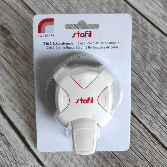 Perforatore arrotonda angoli 3 in 1 Stafil con raggi R4, R7 e R10