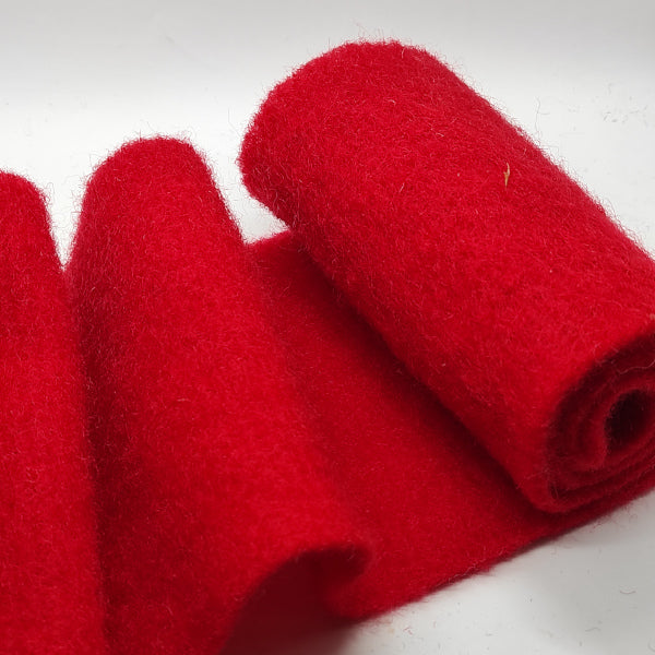 Tessuto di feltro in pura lana alto 15 cm, colore rosso Natale