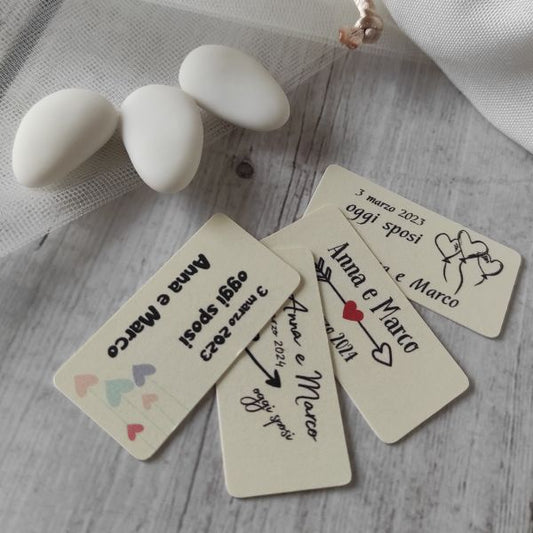 Bigliettini e tags personalizzati per bomboniere di matrimonio