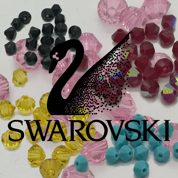 Cristalli Swarovski bi-cono 4 mm in bustine da 10, colori disponibili