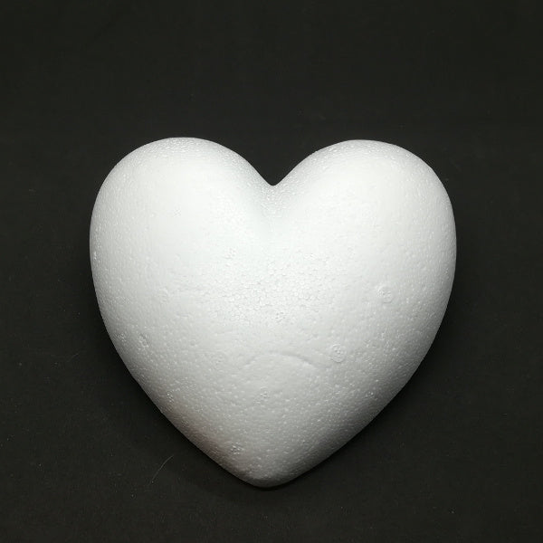 Cuore in polistirolo con il retro piatto - H 14 cm