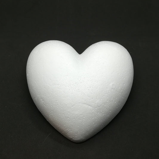 Cuore in polistirolo con il retro piatto - H 14 cm