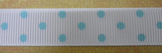 Nastro Gros Grain "Pois" - Cielo su fondo Bianco (A11147) - La Bottega delle Idee - Rimini