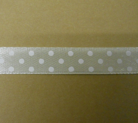 Nastro di Raso "Pois" Bianco su fondo Avorio (DP1102)