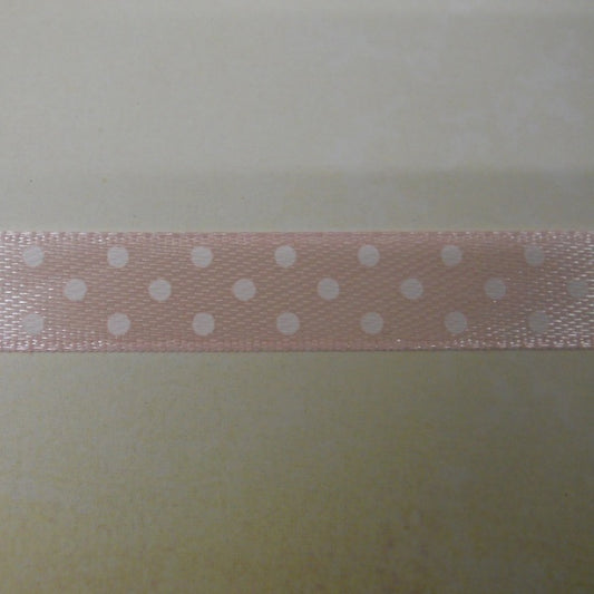 Nastro di Raso "Pois" Bianco su fondo Rosa (DP1115)