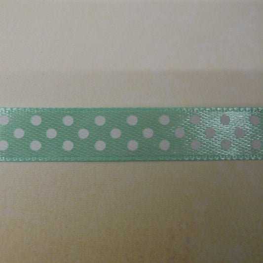 Nastro di Raso "Pois" Bianco su fondo Tiffany (DP1132)
