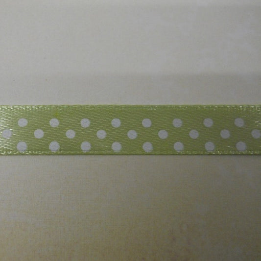 Nastro di Raso "Pois" Bianco su fondo Verde chiaro (DP1106)