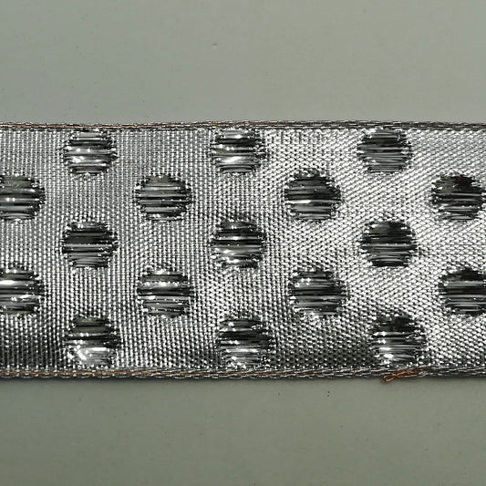 Nastro Argento metallico effetto pois - H 40 mm