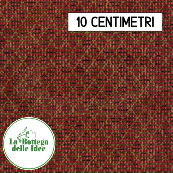 Tessuto americano 100% cotone - piccoli quadretti nelle calde tonalità del rosso e del verde Country