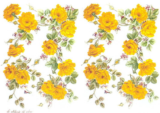 Silk Print Paper 008 - Rose Gialle