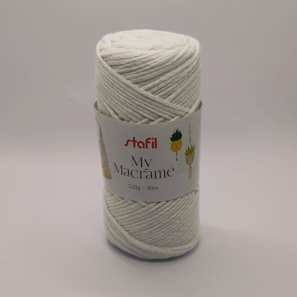 My Macramé Stafil - filato per Macramé colore bianco per nodi decorativi e progetti creativi a maglia e uncinetto.