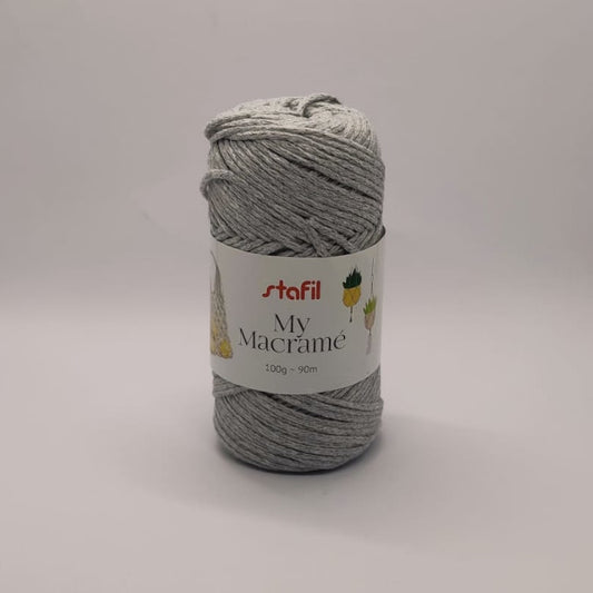 Gomitolo My Macramè Ø 2 mm in cotone grigio pietra per nodi e progetti creativi