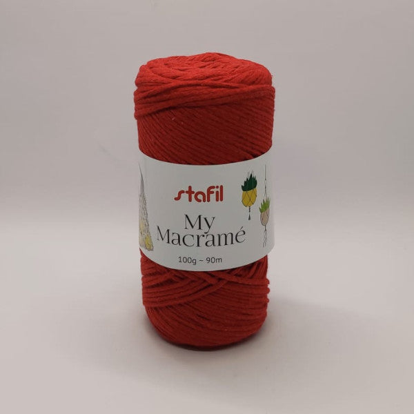 Gomitolo My Macramè Ø 2 mm in cotone rosso per lavori di macramè e uncinetto