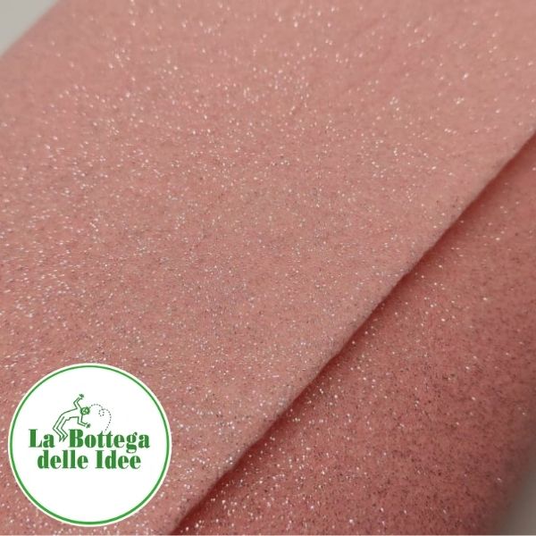 Pannolenci Glitter Rosa Pastello - 1 mm - taglio 40 cm x 30 cm