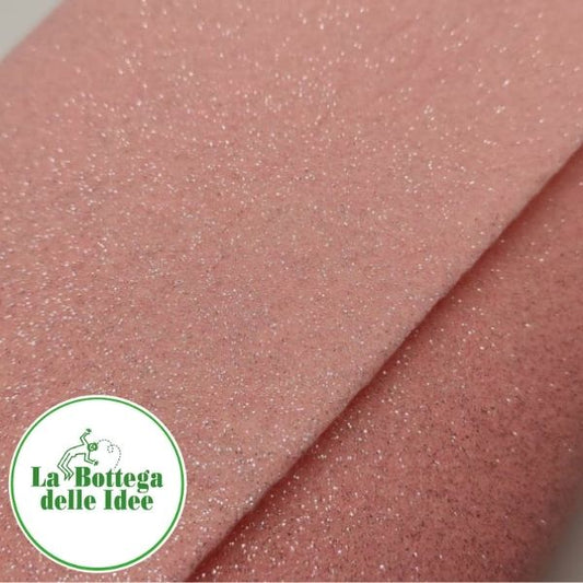 Pannolenci Glitter Rosa Pastello - 1 mm - taglio 40 cm x 30 cm