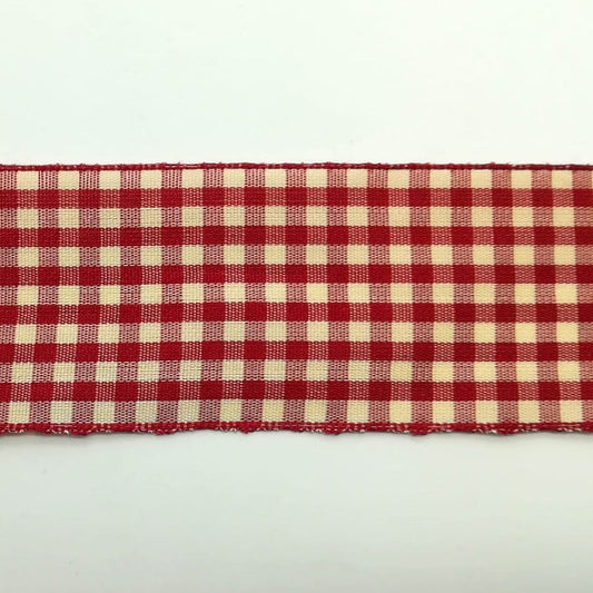 Nastro "Quadretti" Rosso/Beige - H 40 mm