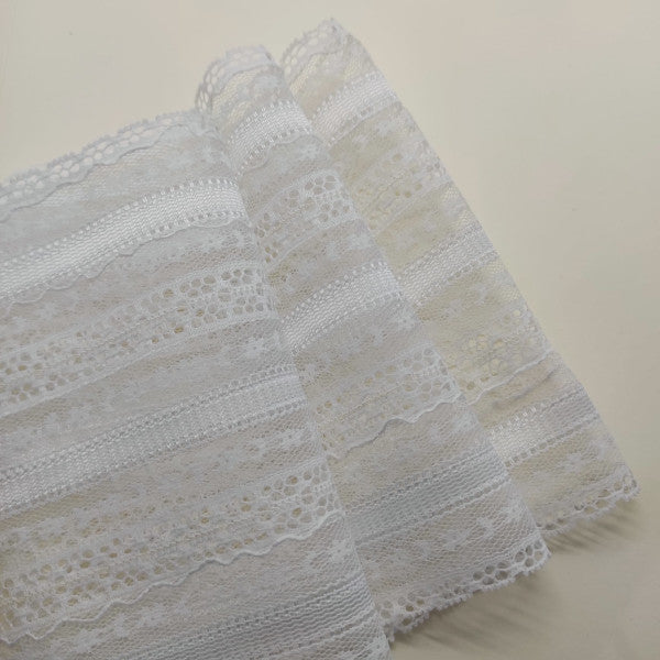 Nastro pizzo Mariage bianco H 150 mm con tiranti per bomboniere