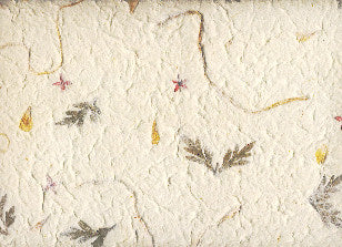 Carta Cotone con inserti floreali - Petali Gialli, Fiori a stella e Foglie Verdi (A08) - La Bottega delle Idee - Rimini