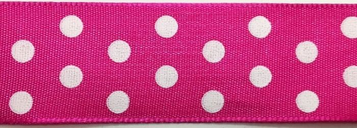 Nastro "Pois" fucsia  pois bianchi 25 mm