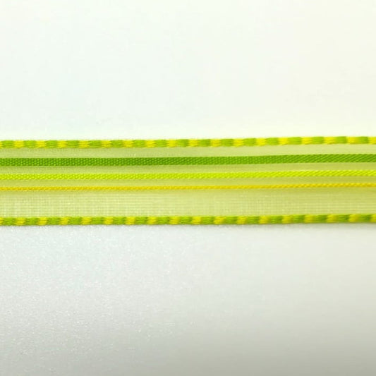 Nastro "Ravenna" organza Verde e Giallo H 15 mm
