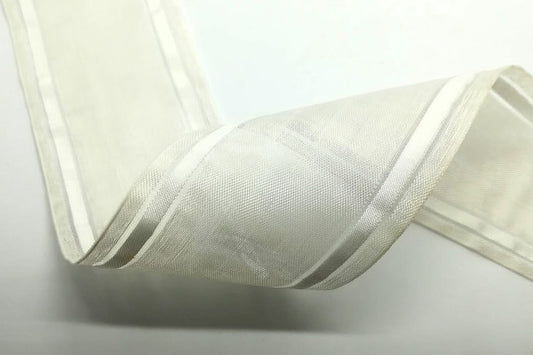 Tubolare organza avorio 70mm con bande laterali — al metro
