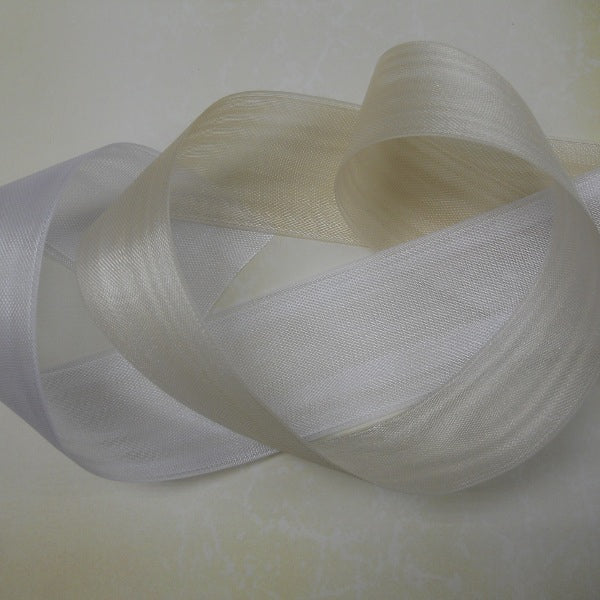 Tubolare in organza bianco e beige 45 mm per portaconfetti fai da te 