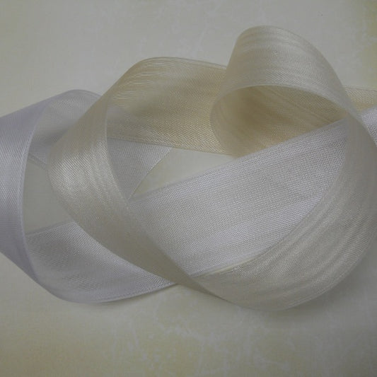 Tubolare in organza bianco e beige 45 mm per portaconfetti fai da te 