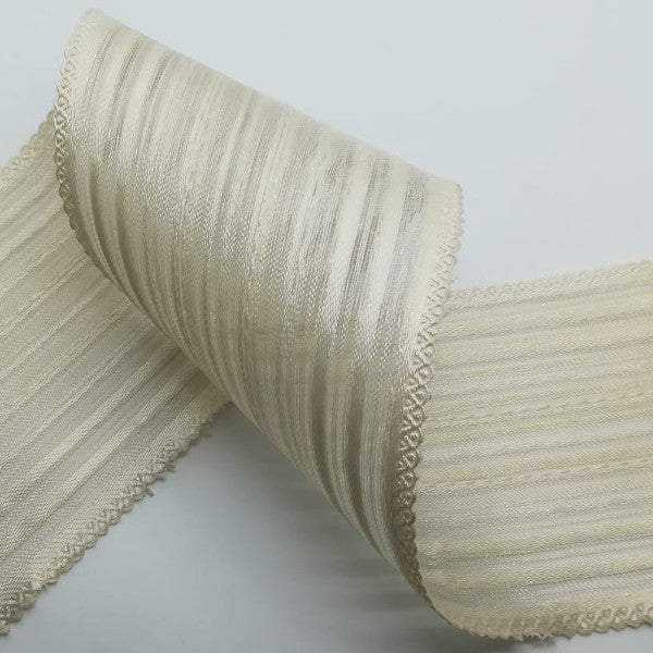 Tubolare in organza rigata beige 90mm per bomboniere — al metro