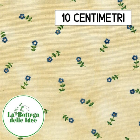 Fantasia Floreale - Fiori Blu su fondo Beige (Var. 063)