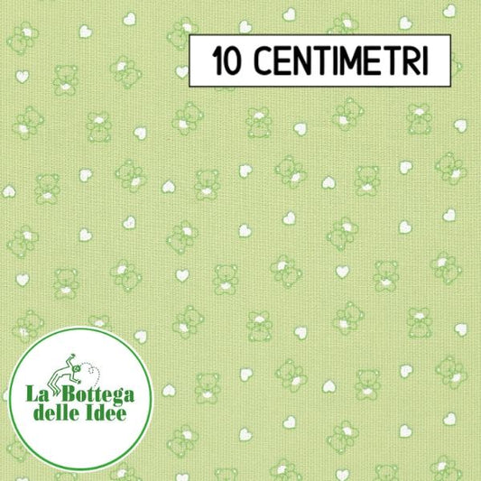 Tessuto Piquet Millerighe "Orsetti" - Verde chiaro